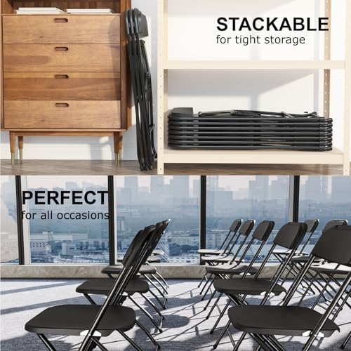16 Pack Black Folding Chairs, Portable Party Chairs, Plastic Folding Chair, Stackable Commercial Seats with, alternate view 5