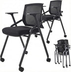 16 Pack Conference Room Chairs with Paddle Folding Office Chair Foldable Desk Chair Mesh Back and Arms for