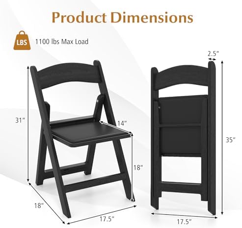 16-Pack Folding Chairs, Portable Resin Event Chairs with Padded Seat, All-Weather Resin Frame, 1100 lbs Static, alternate
