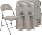 16 Pack Padded Folding Chairs, PU Leather Seat, 350 lb, Grey in Grey