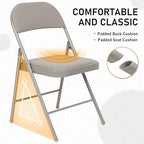 16 Pack Padded Folding Chairs, PU Leather Seat, 350 lb, Grey in Grey, alternate view 3