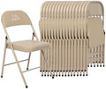 16 Pack Padded Folding Chairs, PU Leather Seat, 350 lb, Khaki in Khaki