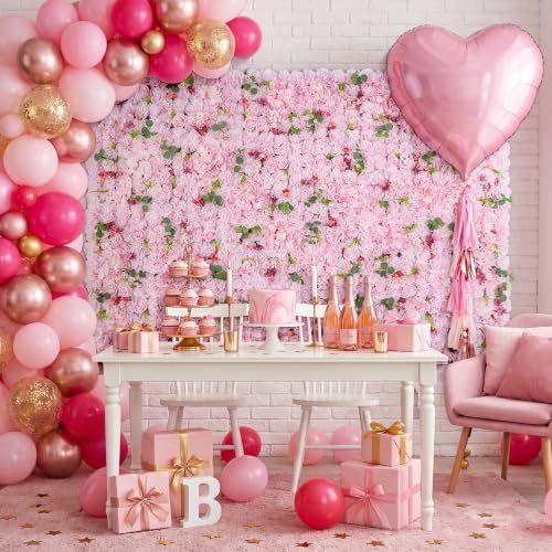 16-Pack Pink 3D Artificial Flower Wall Panels, Floral Backdrop, alternate view 2