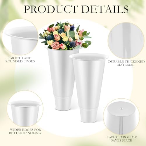 16 Pcs 14.5 Inch Tall Plastic Flower Buckets Bulk Floral Buckets for Cut Flower Tall Vase for Wake up Flowers, alternate view