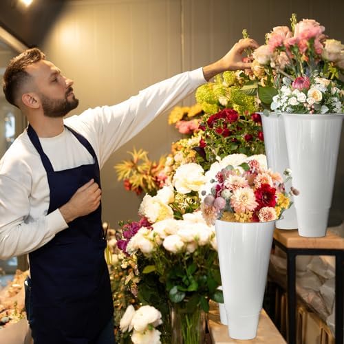 16 Pcs 14.5 Inch Tall Plastic Flower Buckets Bulk Floral Buckets for Cut Flower Tall Vase for Wake up Flowers, alternate view