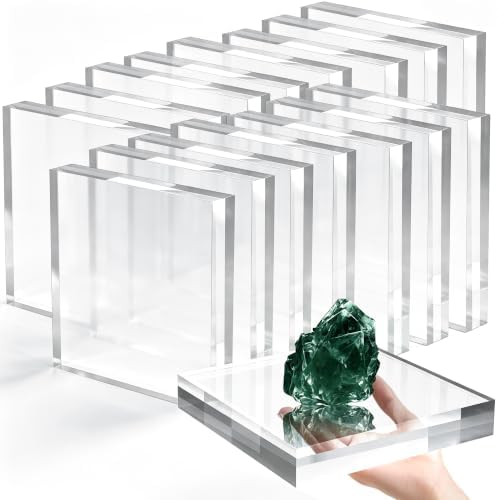 16 Pcs 6 X 6 X 1 Inch Acrylic Blocks, Clear Square Acrylic Base in 6 X 6 X 1 Inch in Clear