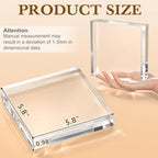 16 Pcs 6 X 6 X 1 Inch Acrylic Blocks, Clear Square Acrylic Base in 6 X 6 X 1 Inch in Clear, alternate view 2
