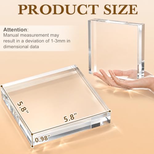 16 Pcs 6 X 6 X 1 Inch Acrylic Blocks, Clear Square Acrylic Base in 6 X 6 X 1 Inch in Clear, alternate view 2