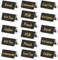 16 Pcs Acrylic Coffee Tent Sign Double Sided Table Decaf Coffee Tea in 3.35 x 1.57 inches in black with gold