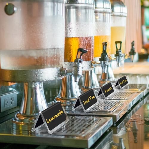16 Pcs Acrylic Coffee Tent Sign Double Sided Table Decaf Coffee Tea in 3.35 x 1.57 inches in black with gold, alternate view
