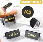 16 Pcs Acrylic Coffee Tent Sign Double Sided Table Decaf Coffee Tea in 3.35 x 1.57 inches in black with gold, alternate view