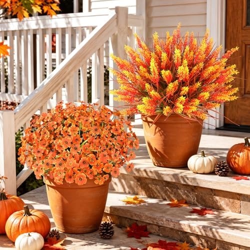16 PCS Artificial Fall Flowers for Outdoors, Fake Lavender Plants, alternate view 5