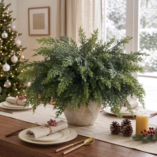 16 Pcs Artificial Lifelike Touch Christmas Cedar Branches for Vase Decor, alternate view 4