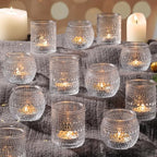 16 Pcs Clear Tealight Candle Holders for Table Centerpieces- Assorted Glass Votive Candle Holders for Wedding