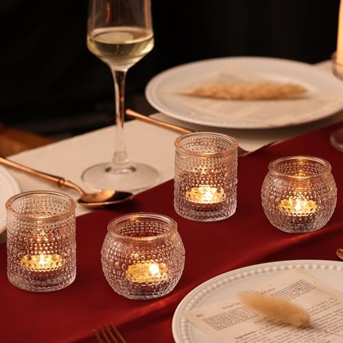 16 Pcs Clear Tealight Candle Holders for Table Centerpieces- Assorted Glass Votive Candle Holders for Wedding, alternate view