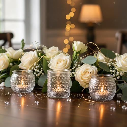 16 Pcs Clear Tealight Candle Holders for Table Centerpieces- Assorted Glass Votive Candle Holders for Wedding, alternate view