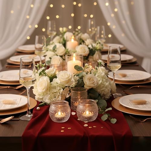16 Pcs Clear Tealight Candle Holders for Table Centerpieces- Assorted Glass Votive Candle Holders for Wedding, alternate view
