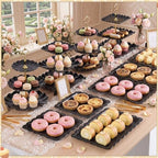 16 Pcs Dessert Table Display Set 3 Tier Cake Stands, Black in Black, alternate view 2