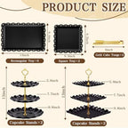 16 Pcs Dessert Table Display Set 3 Tier Cake Stands, Black in Black, alternate view 3
