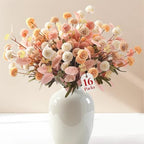 16 Pcs Faux Silk Mums with Eucalyptus, Fake Chrysanthemum for Vase in Beige Pink Orange White, alternate view 3