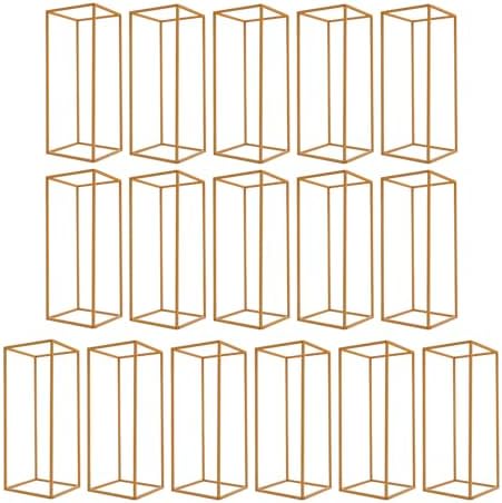 16 Pcs Flower Gold Vase, Wedding Metal Column Flower Stand Set, 23.6in Centerpiece Table Decoration Pillar