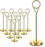 16 Pcs Gold Table Number Holders, 6-Inch Stable Place Card Holders with Non-Slip Base, Metal Photo Stands for