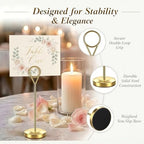16 Pcs Gold Table Number Holders, 6-Inch Stable Place Card Holders with Non-Slip Base, Metal Photo Stands for, alternate view