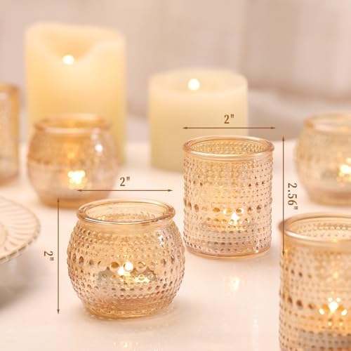 16 Pcs Gold Votive Candle Holders- Gold Centerpieces for Tables, Assorted Tealight Candle Holders for Wedding, alternate view