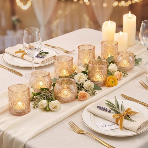 16 Pcs Gold Votive Candle Holders- Gold Centerpieces for Tables, Assorted Tealight Candle Holders for Wedding, alternate view