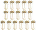 16 Pcs Gold Wedding Flower Stand Metal Geometric Table Centerpiece Flower Vase Column Stand Rectangular Flower