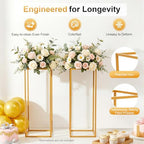 16 Pcs Gold Wedding Flower Stand Metal Geometric Table Centerpiece Flower Vase Column Stand Rectangular Flower, alternate