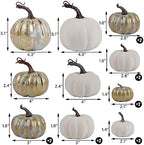 16 Pcs Golden and White Pumpkins Fall Decorations for Home, alternate view 3