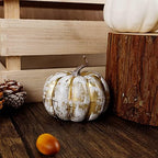 16 Pcs Golden and White Pumpkins Fall Decorations for Home, alternate view 6