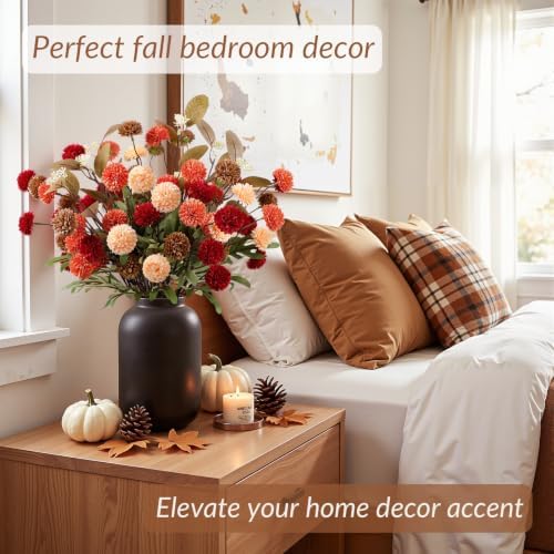 16 PCS Silk Mums Artificial Fall Flowers with Eucalyptus for Vase, alternate view 5