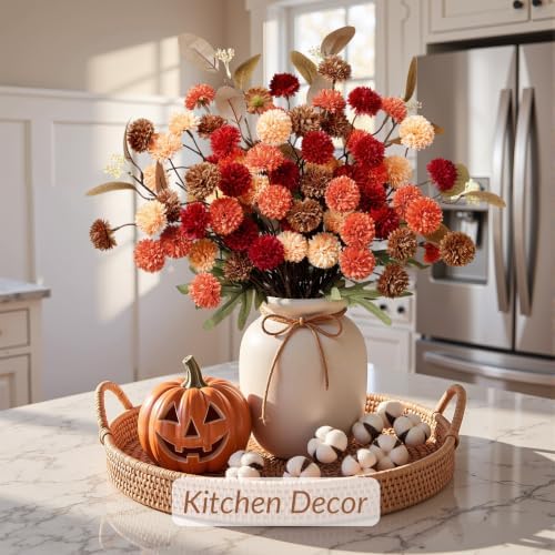 16 PCS Silk Mums Artificial Fall Flowers with Eucalyptus for Vase, alternate view 6