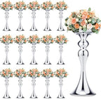 16 Pcs Silver Metal Flower Vase, 12.6 Inch Wedding Table Centerpiece in Silver