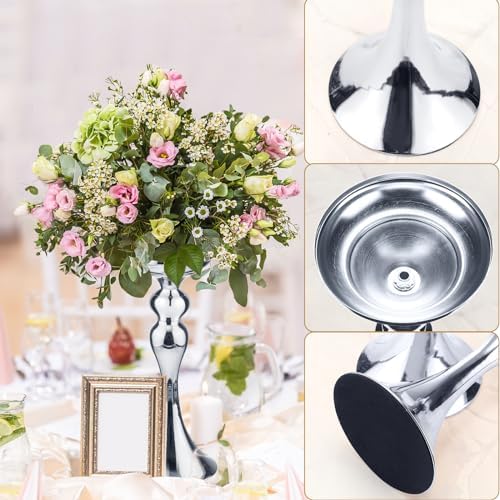16 Pcs Silver Metal Flower Vase, 12.6 Inch Wedding Table Centerpiece in Silver, alternate view 5
