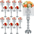 16 Pcs Wedding Table Centerpiece with Chandelier Flower Silver 21.3” in Silver