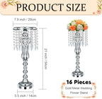 16 Pcs Wedding Table Centerpiece with Chandelier Flower Silver 21.3” in Silver, alternate view 3