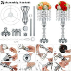 16 Pcs Wedding Table Centerpiece with Chandelier Flower Silver 21.3” in Silver, alternate view 5