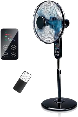 16" Pedestal Fan with Touch Screen & LED Celsius Thermometer