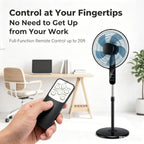 16" Pedestal Fan with Touch Screen & LED Celsius Thermometer, alternate view 2