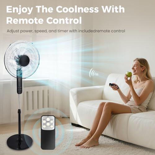 16" Pedestal Fan with Touch Screen & LED Celsius Thermometer, alternate view 3