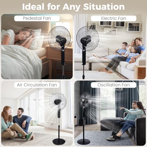 16" Pedestal Fan with Touch Screen & LED Celsius Thermometer, alternate view 7