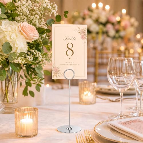 16 Pieces Table Card Holder 8 inches Silver Place Steel Card holders for Photos, Food Signs, Memo Notes, alternate view 2