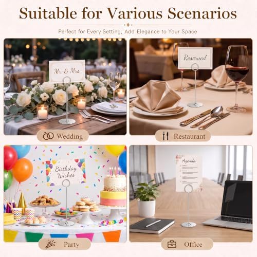 16 Pieces Table Card Holder 8 inches Silver Place Steel Card holders for Photos, Food Signs, Memo Notes, alternate view 6