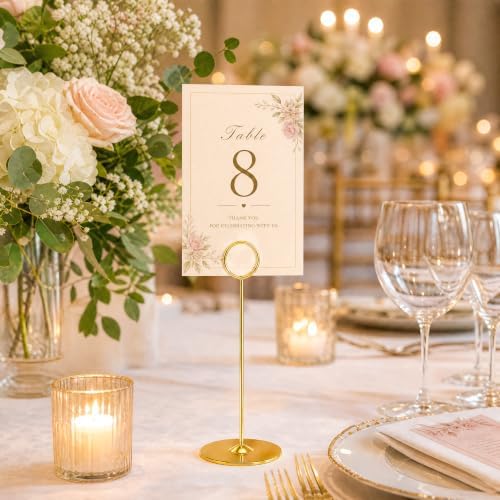 16 Pieces Table Card Holder 8 inches Table Number Holders Place Steel Card Holders for Photos, Food Signs, Memo, alternate