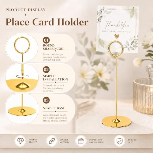 16 Pieces Table Card Holder 8 inches Table Number Holders Place Steel Card Holders for Photos, Food Signs, Memo, alternate