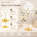 16 Pieces Table Card Holder 8 inches Table Number Holders Place Steel Card Holders for Photos, Food Signs, Memo, alternate