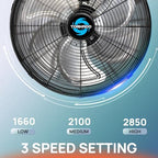 16" Pro Series Oscillating Wall Mount Fan - High Velocity Heavy Duty Metal Fan for Industrial, Commercial &, alternate view 3